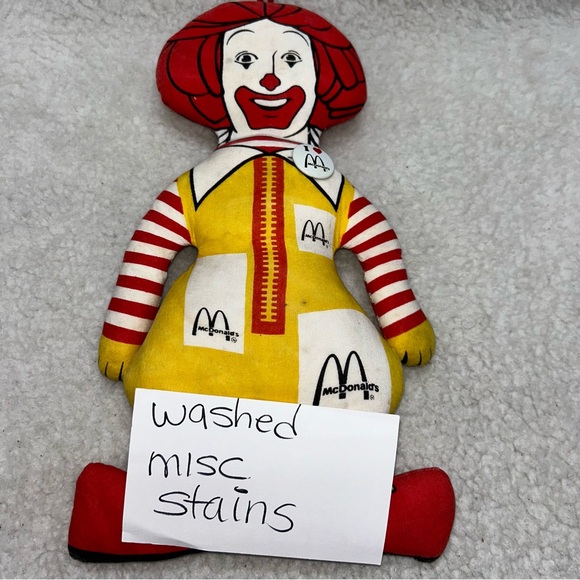 Ronald McDonald 80's plush flat stiff stuffed pillow 13" with McDonald pin READ - Picture 2 of 12